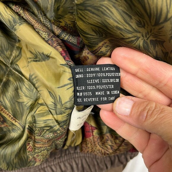 Vintage 90s Leather Bomber Jacket Men L Oversize Aviator Distressed Slouch Baggy - Picture 16 of 16